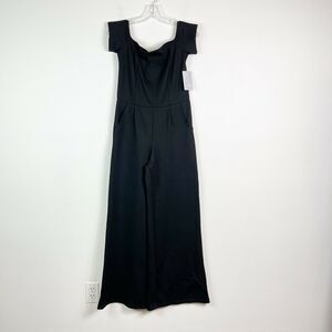 The Vanity Room NWT Black Square Neck Wide-Leg Jumpsuit Size S